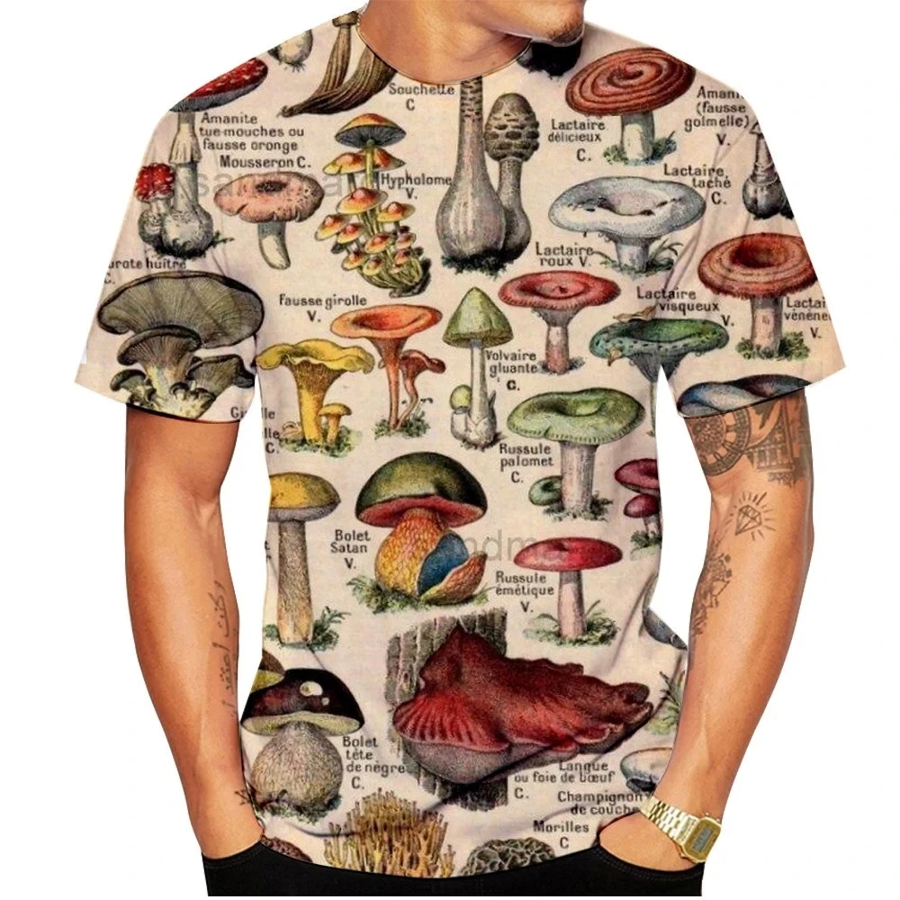 Streetwear Brand T Shirt - Men T-shirt Retro Mushroom Tee Summer