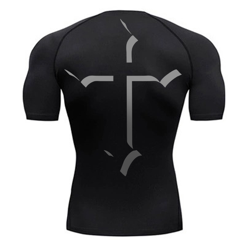 Streetwear Brand T Shirt - Cross Print Compression Shirt for Men