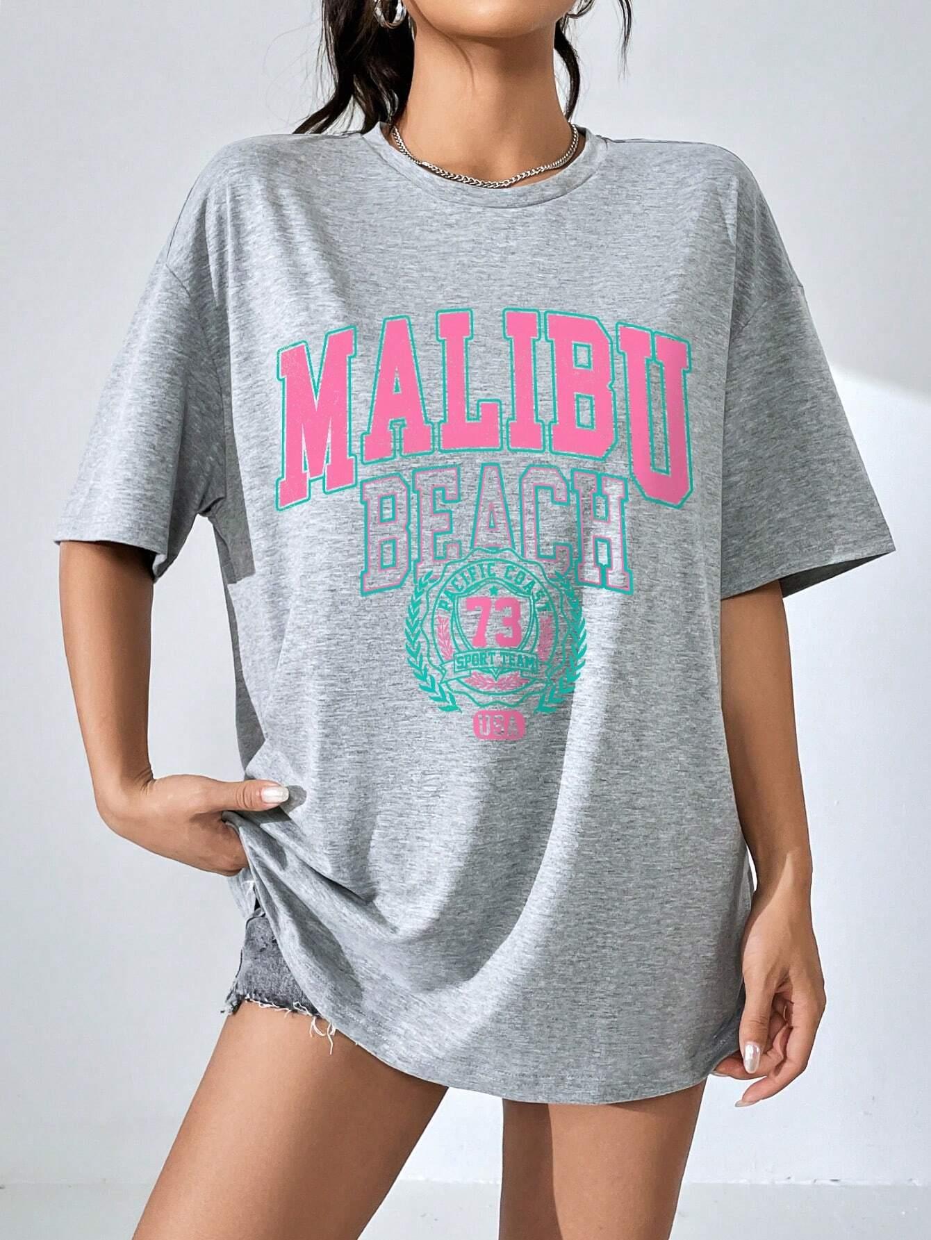 Malibu Beach Letter Print Prin - Streetwear Clothing Brands reseña y precio