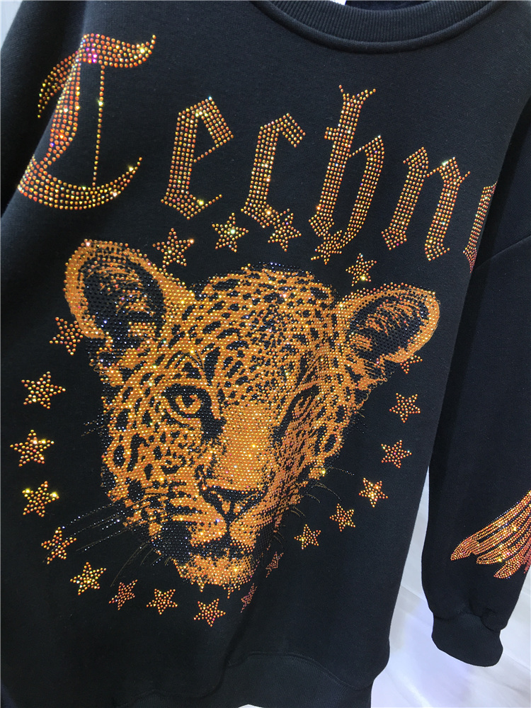 Leopard Rhinestones L-4XL Plus - Streetwear Clothing Brand reseña y precio