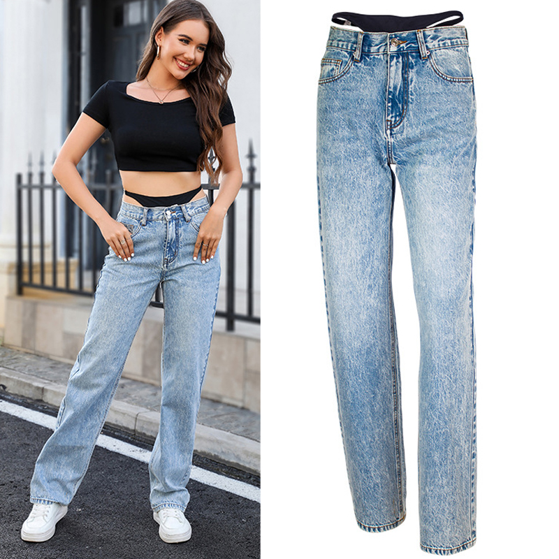 Fake Two-Piece Stitching Strai - Streetwear Outfit Brand reseña y precio